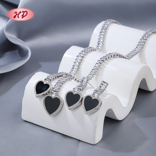 Chic Herz Zirkon 18 Karat Gold - Beschichtet SchmuckSets | Großhandel Mode Sets Braut Schmuck with Kupferlegierung