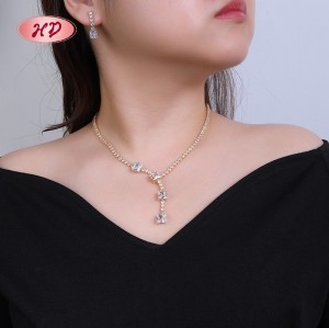 Elegant Quadratisch Zirkon 18 Karat Gold Damen SchmuckSet | Hengdian Schmuck Mengen with Messing Multi-color OhrRing and Halskette