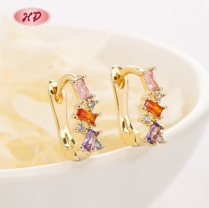 Bunt Geometrisch Irregular 18 Karat Gold Creolen | Großhandel Trendig Zirkon Schmuck by Hengdian for Täglich Accessoire