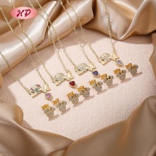 Kupferlegierung Schmuck Mengen | Romantisch 18K Vergoldet LOVE Herz Zirkon SchmuckSet für Damen | Valentinstag's Day and Geschenk