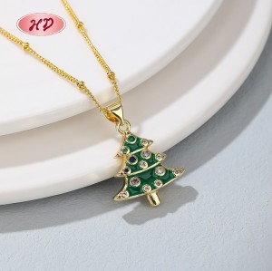 Festive Weihnachten Tree 18 Karat Gold Charm Halskette | Großhandel Trendig Mode Schmuck für Damen in Reise and Banquets