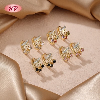 Hengdian Schmuck Klassisch 18K Vergoldet Kirsche OhrRinge | Kubischer Zirkonia Kupferlegierung | Damen Hochzeit OhrRinge