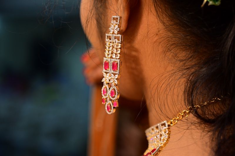 Close-up of high quality 18k gold plated earrings