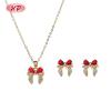 Bulk Classic Bowknot Jewelry Set Black CZ 18K Gold Plated Brass Factory Direct Supply