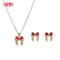 Bulk Classic Bowknot Jewelry Set Black CZ 18K Gold Plated Brass Factory Direct Supply