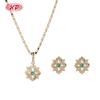 Factory Blumen Vier-Blüten-Schmuck-Set Schwarzer Zirkonia 18K-Goldbeschichtet Messing Großhandel