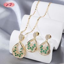 Custom Geometric Jewelry Set Multicolor CZ Teardrop 18K Gold Plated Brass OEM Manufacturer