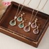 Juego de Joyería Geométrico con CZ Rosa Lágrima | Latón Chapado en Oro 18K OEM