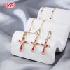 Wholesale Elegant Cross Jewelry Set Multicolor Enamel CZ 18K Gold Plated Brass Manufacturer