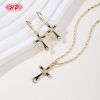 Vintage Cross Jewelry Set Multicolor Enamel CZ 18K Gold Plated Brass Factory Supply