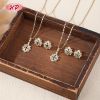 Factory Blumen Vier-Blüten-Schmuck-Set Schwarzer Zirkonia 18K-Goldbeschichtet Messing Großhandel