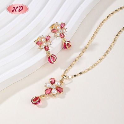Wholesale Religious Cross Jewelry Set CZ Stones & Pearls 18K Gold Plated Brass Manufacturer