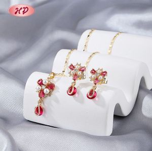 Wholesale Religious Cross Jewelry Set CZ Stones & Pearls 18K Gold Plated Brass Manufacturer