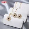 Factory Floral Four-Petal Jewelry Set Black CZ 18K Gold Plated Brass Wholesale Bulk