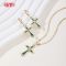 Vintage Cross Jewelry Set Multicolor Enamel CZ 18K Gold Plated Brass Factory Supply