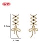 Wholesale 18K Gold Plated Geometric Huggie Earrings Black Accent | Factory Direct Manufacturer