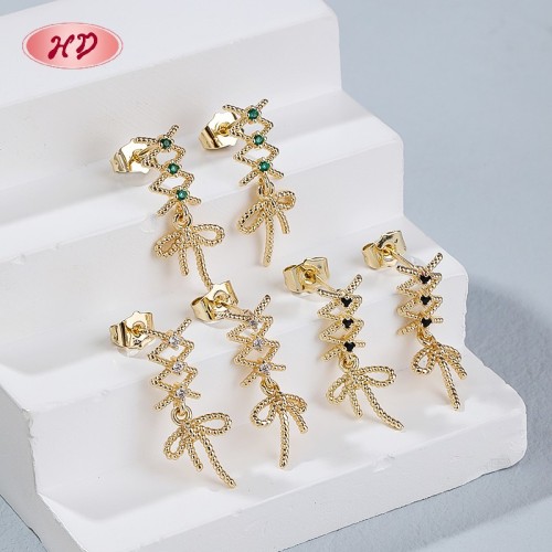 Pendientes de aro geométricos chapados en oro de 18 quilates con esmalte blanco al por mayor | Fabricante directo de fábrica