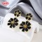 Wholesale Black Enamel Flower Drop Earrings for Evening Wear | Factory Direct Statement Jewelry