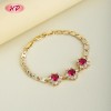 Brazalete Sol CZ Rojo Romántico para Mujer | Latón Bañado Oro 18K Mayorista