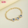 Brazalete Eslabón Floral CZ Azul Elegante | Bañado Oro 18K Mayorista