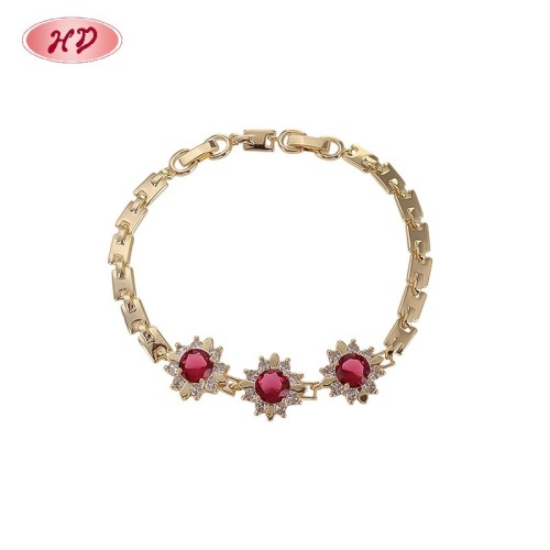 Brazalete Sol CZ Rojo Romántico para Mujer | Latón Bañado Oro 18K Mayorista