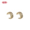 18K Gold Plated Brass Clip On Earrings Multicolor AAA CZ Feather Wing Non Pierced Wholesale for Women