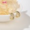 18K Gold Plated Brass Clip On Earrings Multicolor Zircon | Jewelry Wholesale for Women | Wedding and Birthday Jewelry