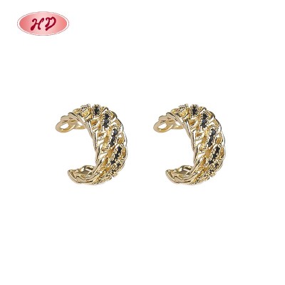 18K Gold Plated Brass Clip On Earrings Black AAA CZ | Wholesale Jewelry for Women | Party Gifts Jewelry