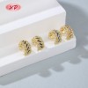 18K Gold Plated Brass Clip On Earrings Black AAA CZ Feather Wing Non Pierced Wholesale for Women