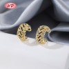 18K Gold Plated Brass Clip On Earrings Black AAA CZ Feather Wing Non Pierced Wholesale for Women