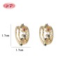 18K Gold Plated Brass Huggie Earrings Multicolor AAA CZ Crown Design Hinged Hoop Wholesale for Women