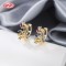 18K Gold Plated Brass Huggie Earrings for Ladies | Multicolor AAA CZ Crown Design | Jewelry Wholesale for Gifts
