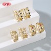 18K Gold Plated Brass Huggie Earrings Black AAA CZ Crown Design Hinged Hoop Wholesale for Women