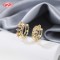 18K Gold Plated Copper Huggie Earrings | Pink AAA CZ Crown Design Hoops for Wedding | Wholesale Jewelry for Women