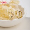 18K Gold Plated Brass Huggie Earrings Pink AAA CZ Crown Design Hinged Hoop Wholesale for Women