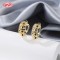 18K Gold Plated Brass Huggie Earrings Black AAA CZ Crown Design | Hoop Jewelry Wholesale for Women