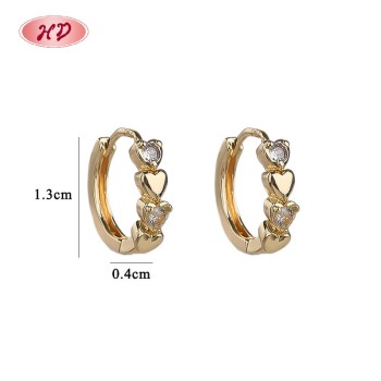 Heart Huggie Earrings AAA CZ Multi-Color | Factory Direct 18K Gold Plated Wholesale Jewelry