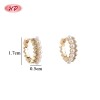 Clear CZ & Pearl Geometric Huggie Earrings | Wholesale 18K Gold Plated Scalloped Hoops