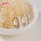 Clear CZ & Pearl Geometric Huggie Earrings | Wholesale 18K Gold Plated Scalloped Hoops