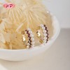 Pearl & Purple CZ Geometric Huggie Earrings | Wholesale 18K Gold Plated Birthstone Hoops