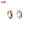 Pearl & Purple CZ Geometric Huggie Earrings | Wholesale 18K Gold Plated Birthstone Hoops