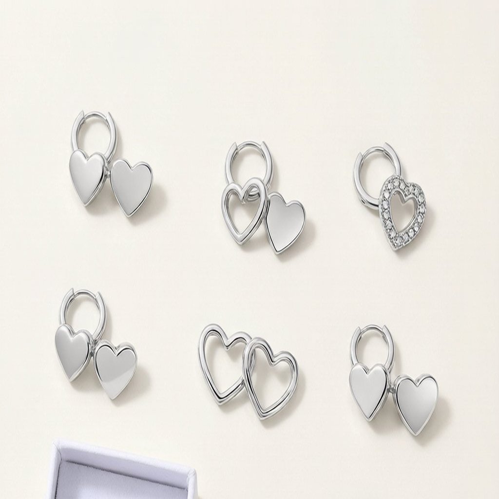 Heart huggie earrings collection