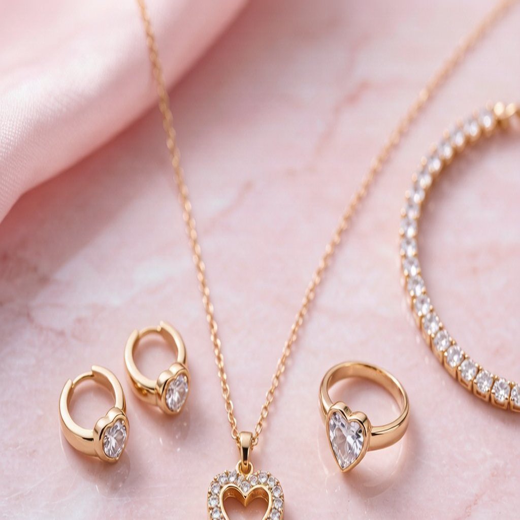 Gold heart huggie earrings Valentine