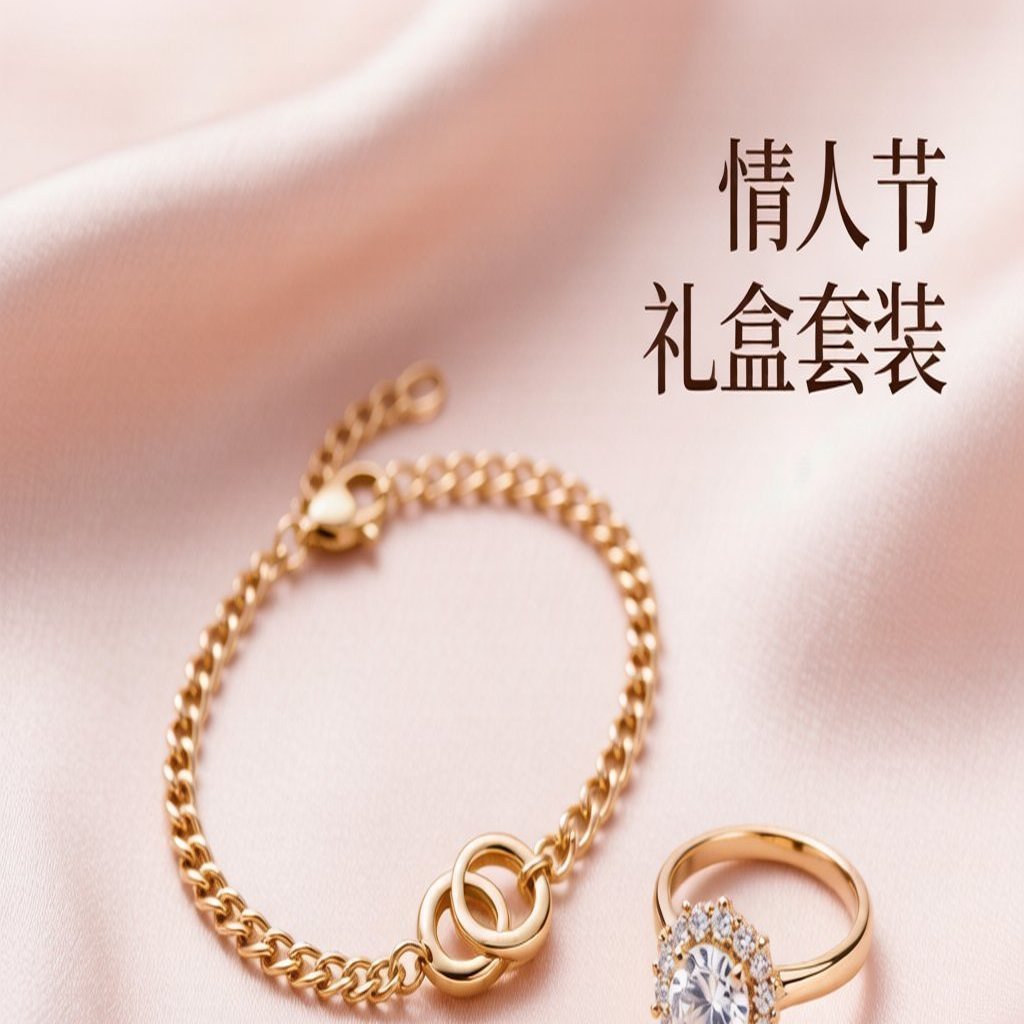 Love knot bracelet and CZ ring