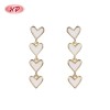 Wholesale White Enamel 4-Tier Heart Drop Dangle Earrings 18K Gold Plated Jewelry
