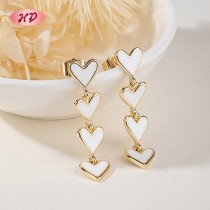 18K Gold Plated Black Enamel 4-Tier Heart Drop Dangle Earrings Manufacturer Direct | Manufacturer Supply
