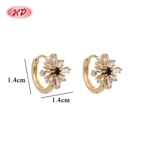 Bold Huggie Hoop Earrings Wholesale | 18K Gold Plated Brass Statement Jewelry AAA CZ