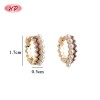 Klarer Zirkonia & Perle Geometrische Huggie-Ohrringe | Großhandel 18K-Goldbeschichtete Gekerbte Reifen