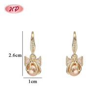 Gros Bow Knot Pink Perle Drop Huggie Boucles d’oreilles pour Bridal Gifting | Fabricant Romantic CZ Bijoux