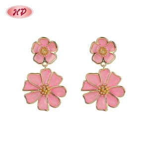 Großhandel Schwarz Emaille Blumen-Drop-Ohrringe für Abendmode | Factory-Direct Statement-Schmuck